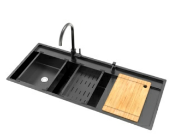 سینک استیل توکار داسی مدلSTELLA BLACK) 11650-2B)