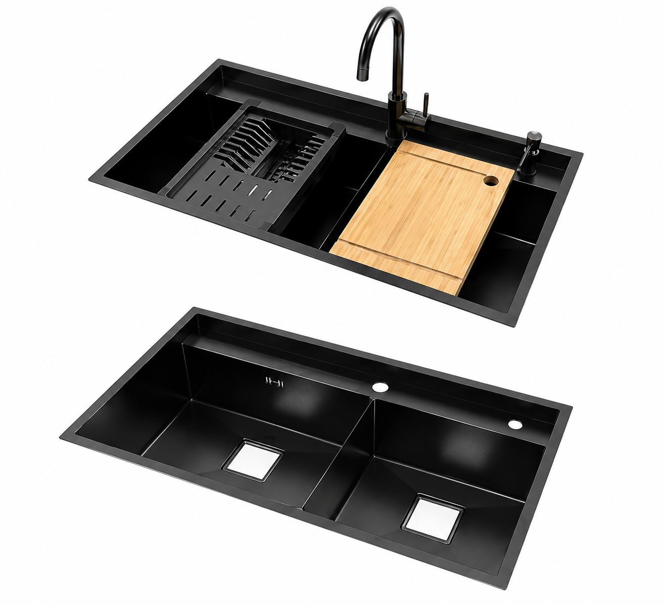 سینک استیل توکار داسی مدل ELISA BLACK